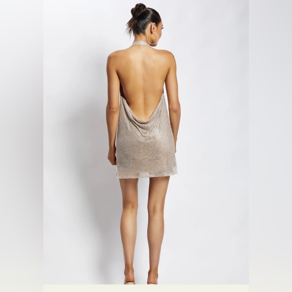 Meshki low back mesh mini dress